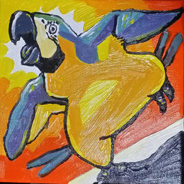 High School Project: Macaw Oil Painting