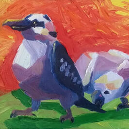 High School Project: Kookaburra and Cockatoo Oil Painting