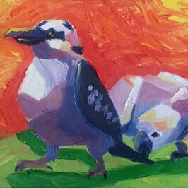 High School Project: Kookaburra and Cockatoo Oil Painting